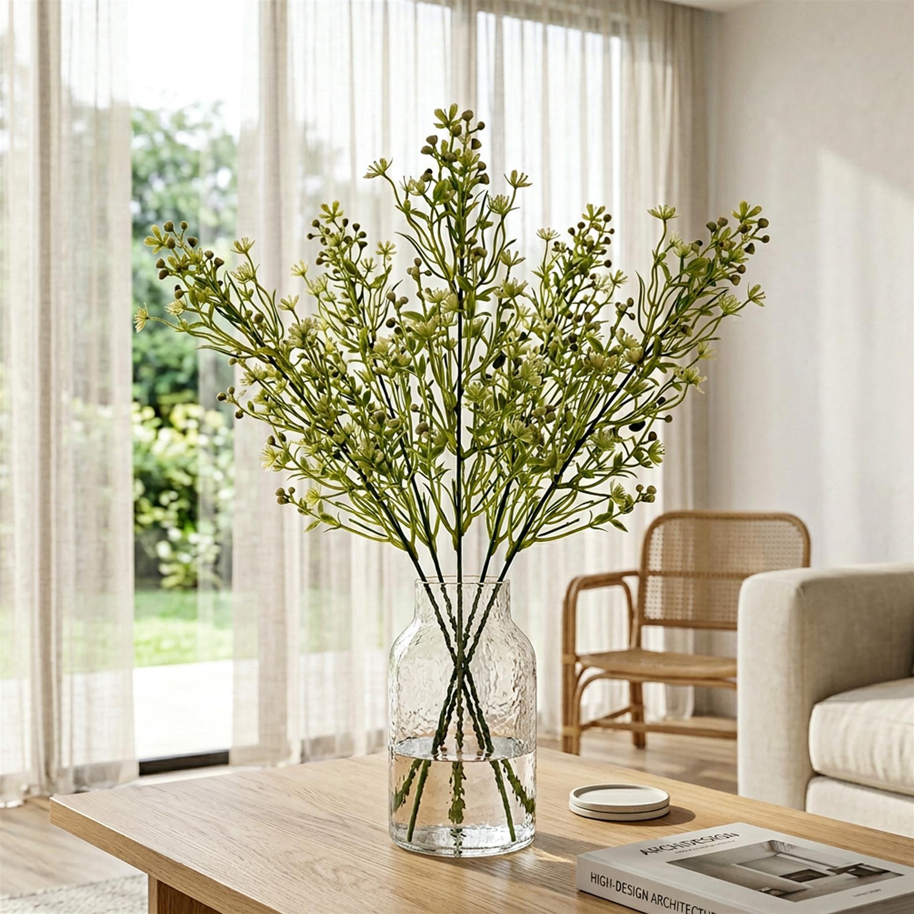 48cm Künstlicher Beerenblütenzweig, Kunstgrün für Blumenschmuck