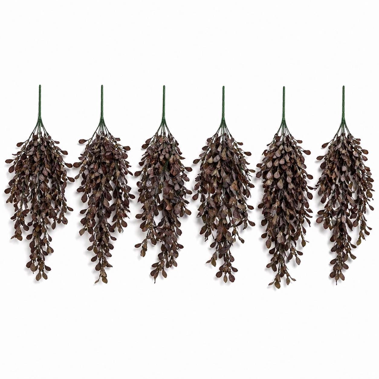 Pack of 6 x 70cm Artificial Trailing Leaf Spray Stem - Dusty Purple