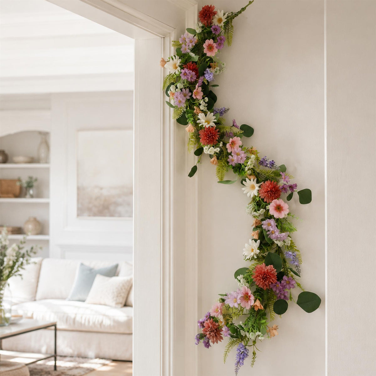 155cm Artificial Pink Meadow Flower Garland