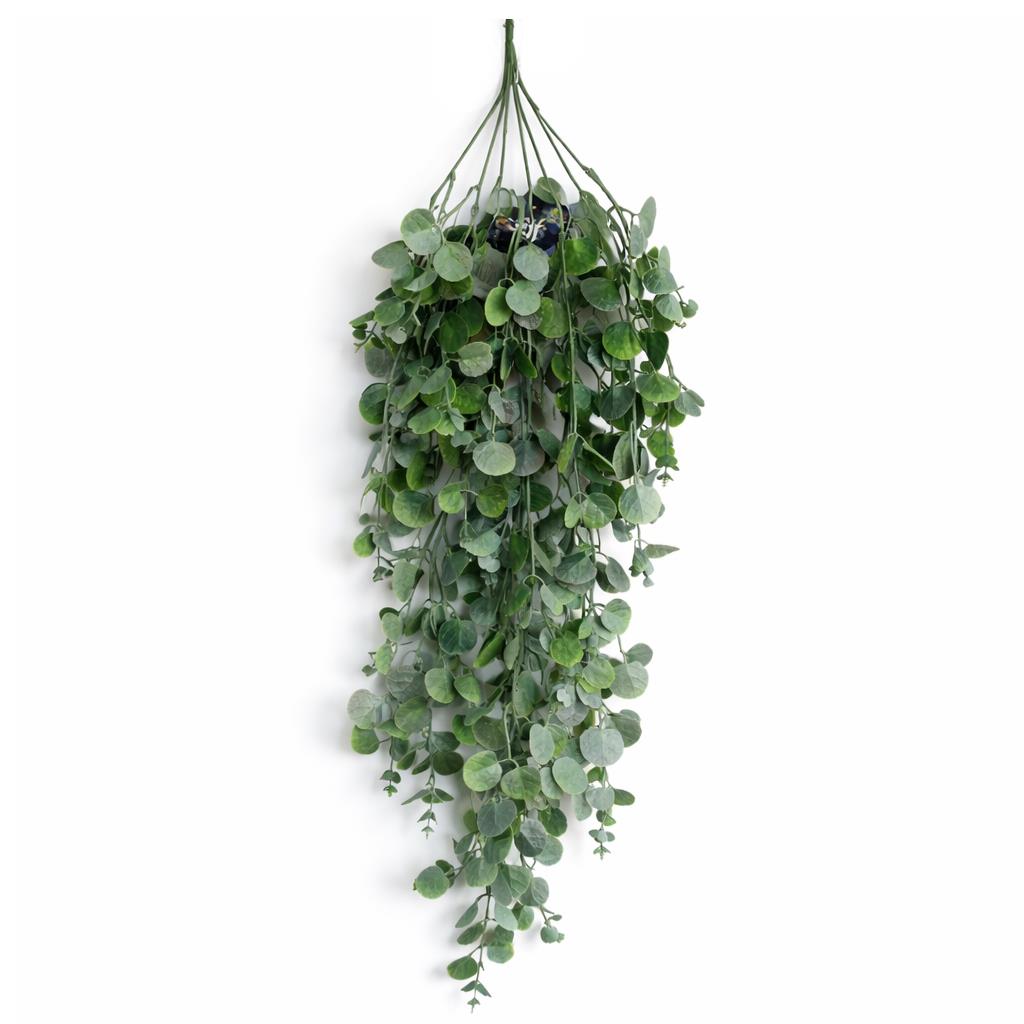 75cm Artificial Trailing Round Leaf Hanging Foliage Plant - Soft Eucalyptus Green - Single Plant