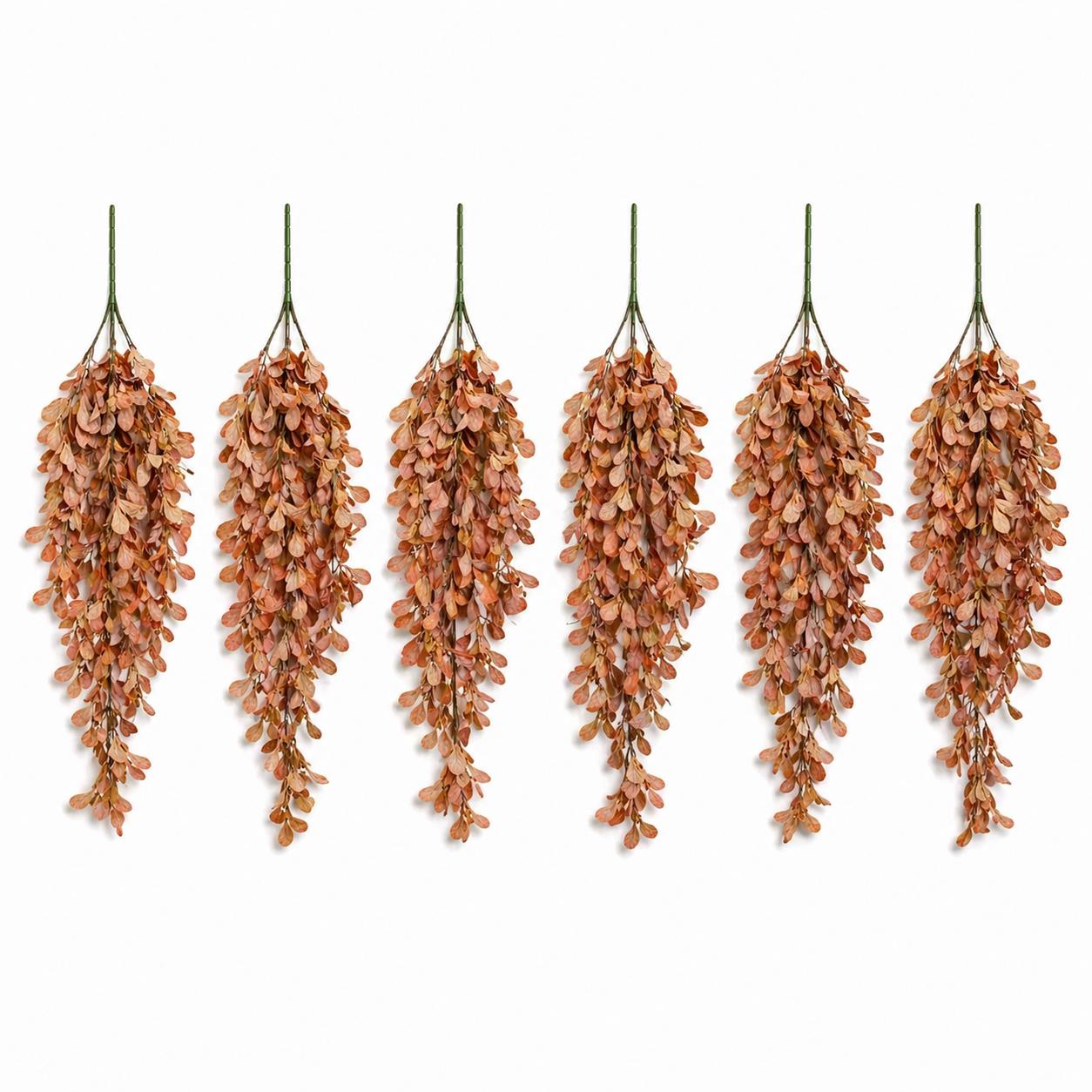 Pack of 6 x 70cm Artificial Trailing Leaf Spray Stem - Dusty Orange