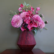 50cm Pretty Pink Dahlia Display Glass Vase