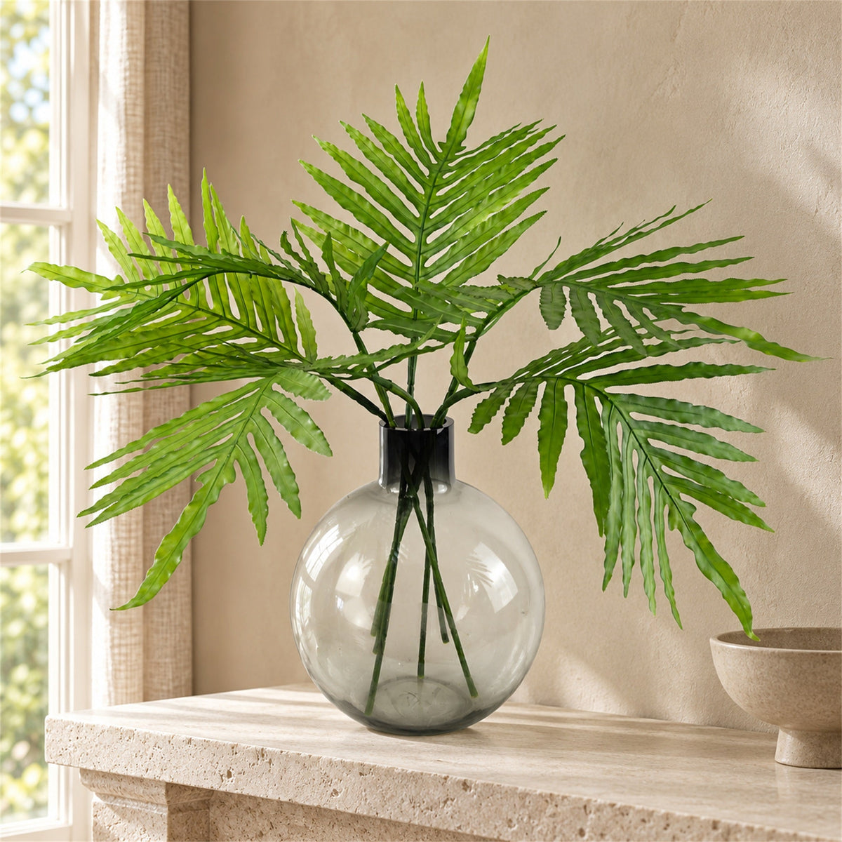 80cm Ball Vase Artificial Tropical Palm Leaves