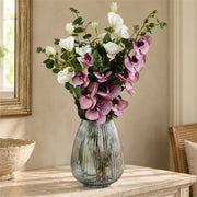 70cm Grey Glass Vase Artificial Orchids and Roses