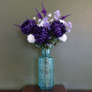 80cm Künstliches Lila Chrysanthemen-Arrangement Glasvase