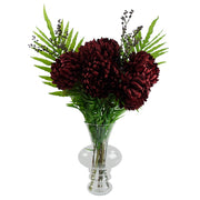 95 cm rote Chrysantheme Kunstblumen Glasblase Vase