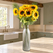 100cm Yellow Artificial Sunflower Arrangement Glass Vase
