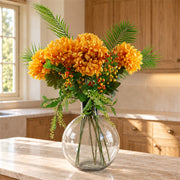 100cm Artificial Yellow Chrysanthemum Glass Ball Vase