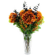 80 cm künstliches Orangen-Chrysanthemen-Blattwerk und Glasvase