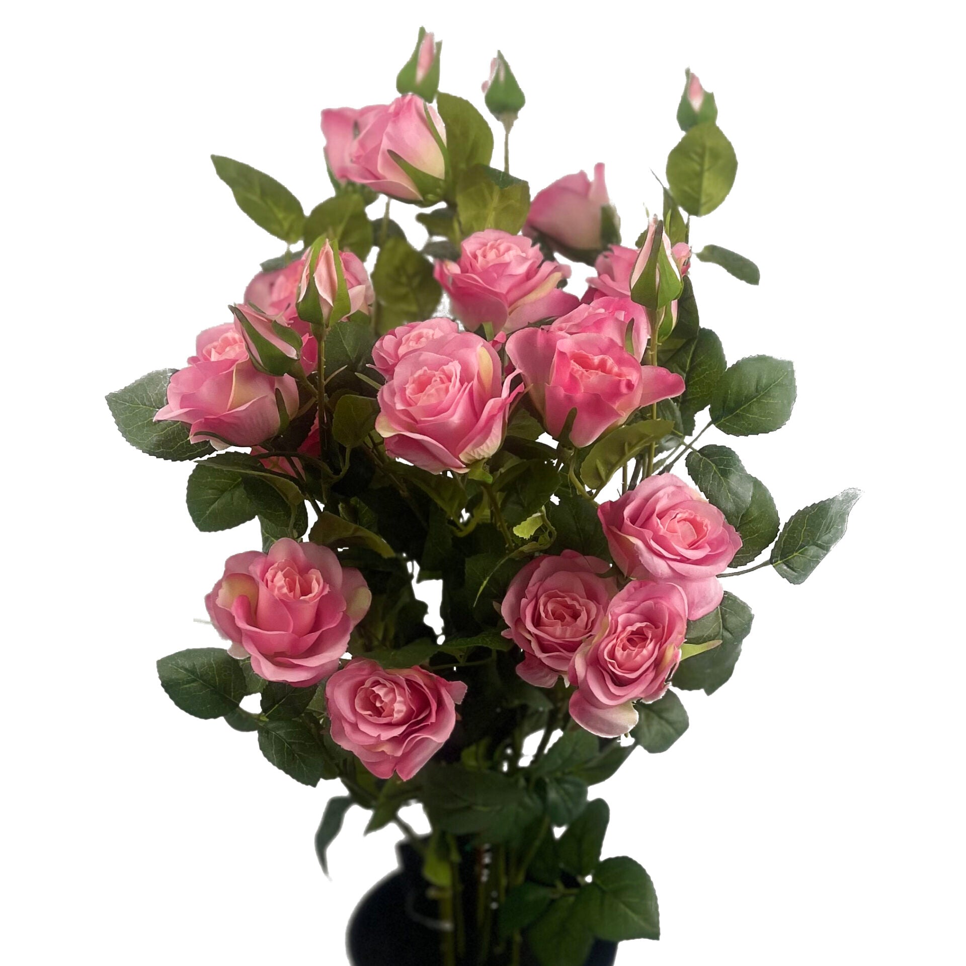 60cm Premium Rose Bush Pink Silk Flowers and Leaves