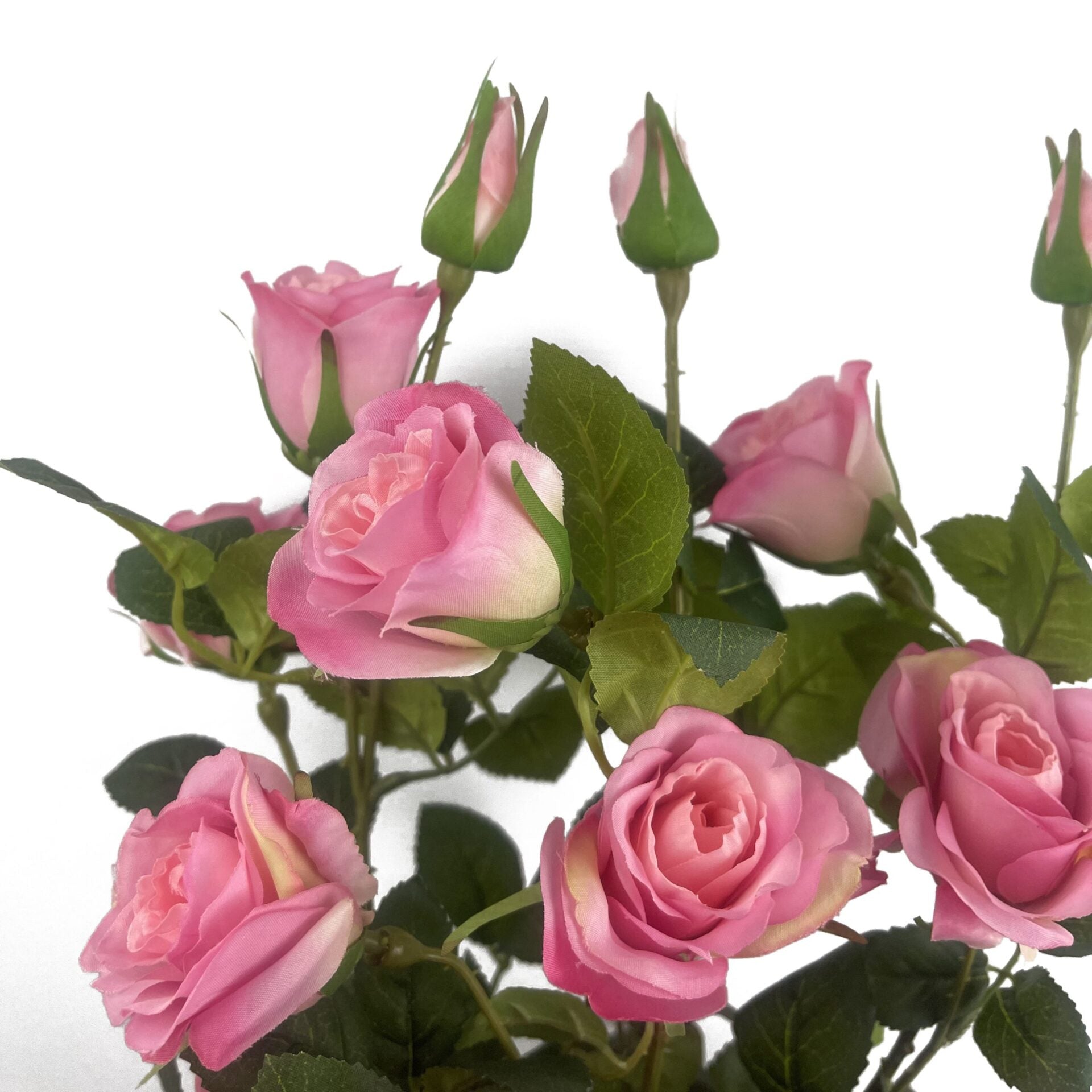60cm Premium Rose Bush Pink Silk Flowers and Leaves