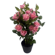 60cm Premium Rose Bush Pink Silk Flowers and Leaves