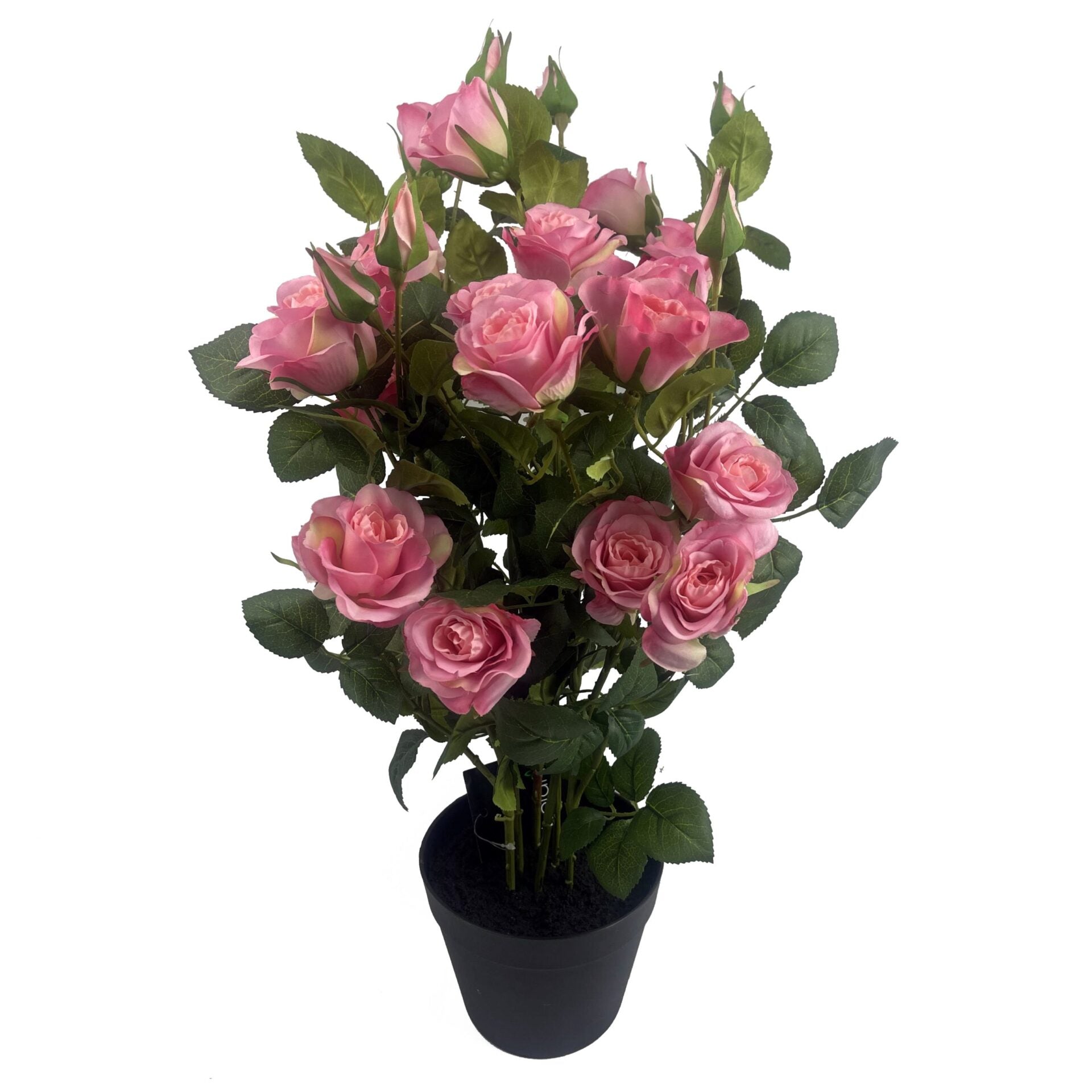 60cm Premium Rose Bush Pink Silk Flowers and Leaves