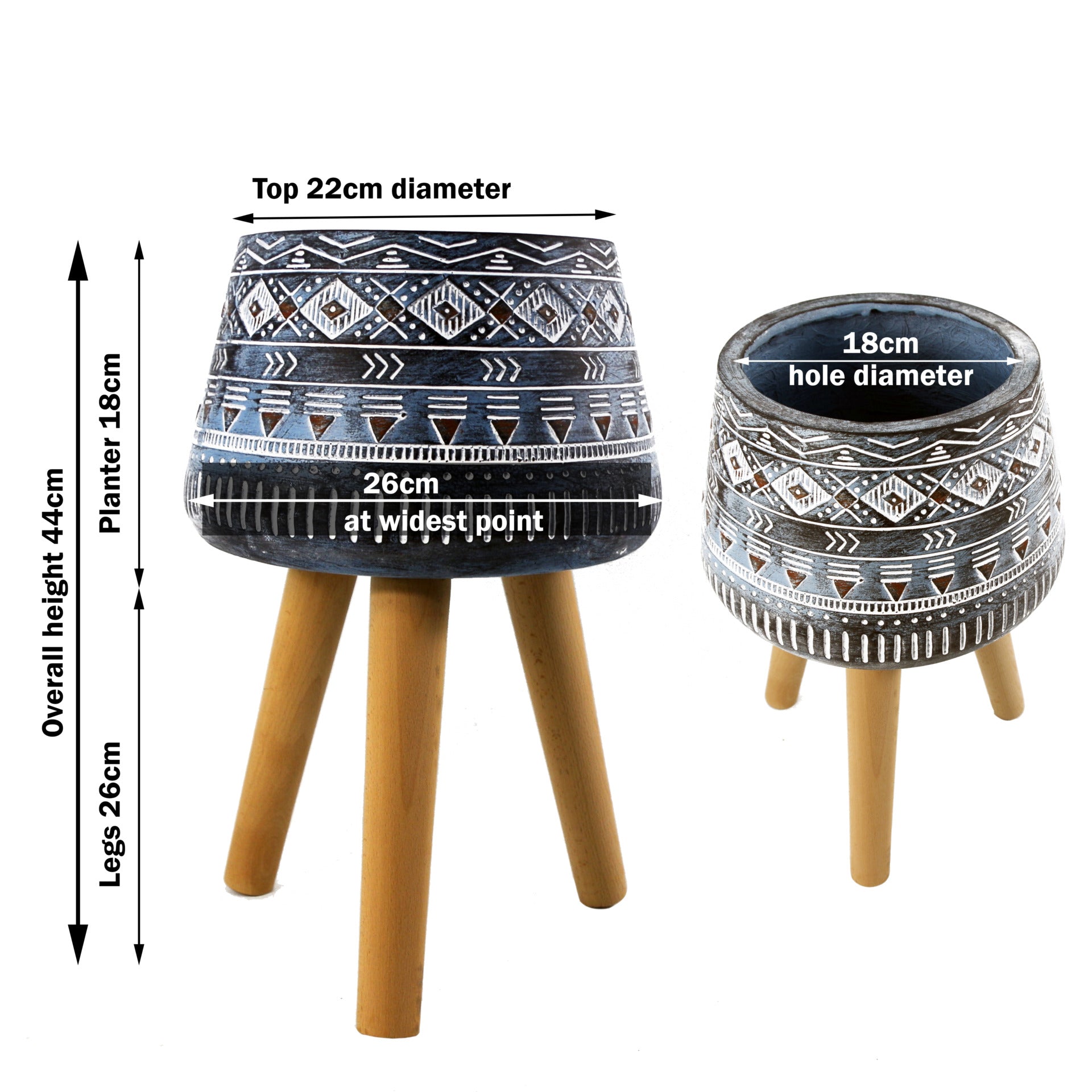 44cm x 26cm  Aztec Blue Composite  Large Planter