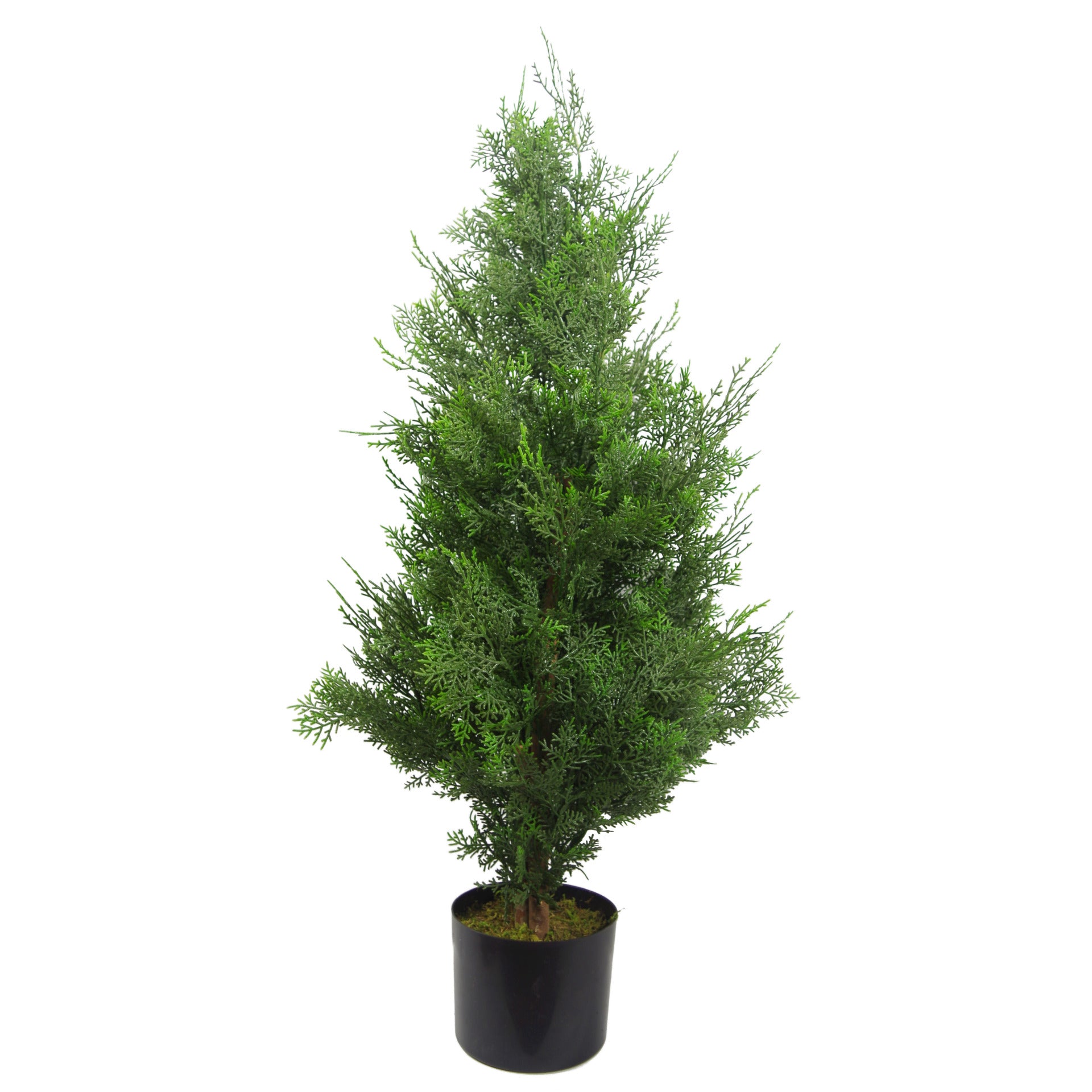 90cm Artificial Cypress Topiary Tree With Natural Wood Trunk