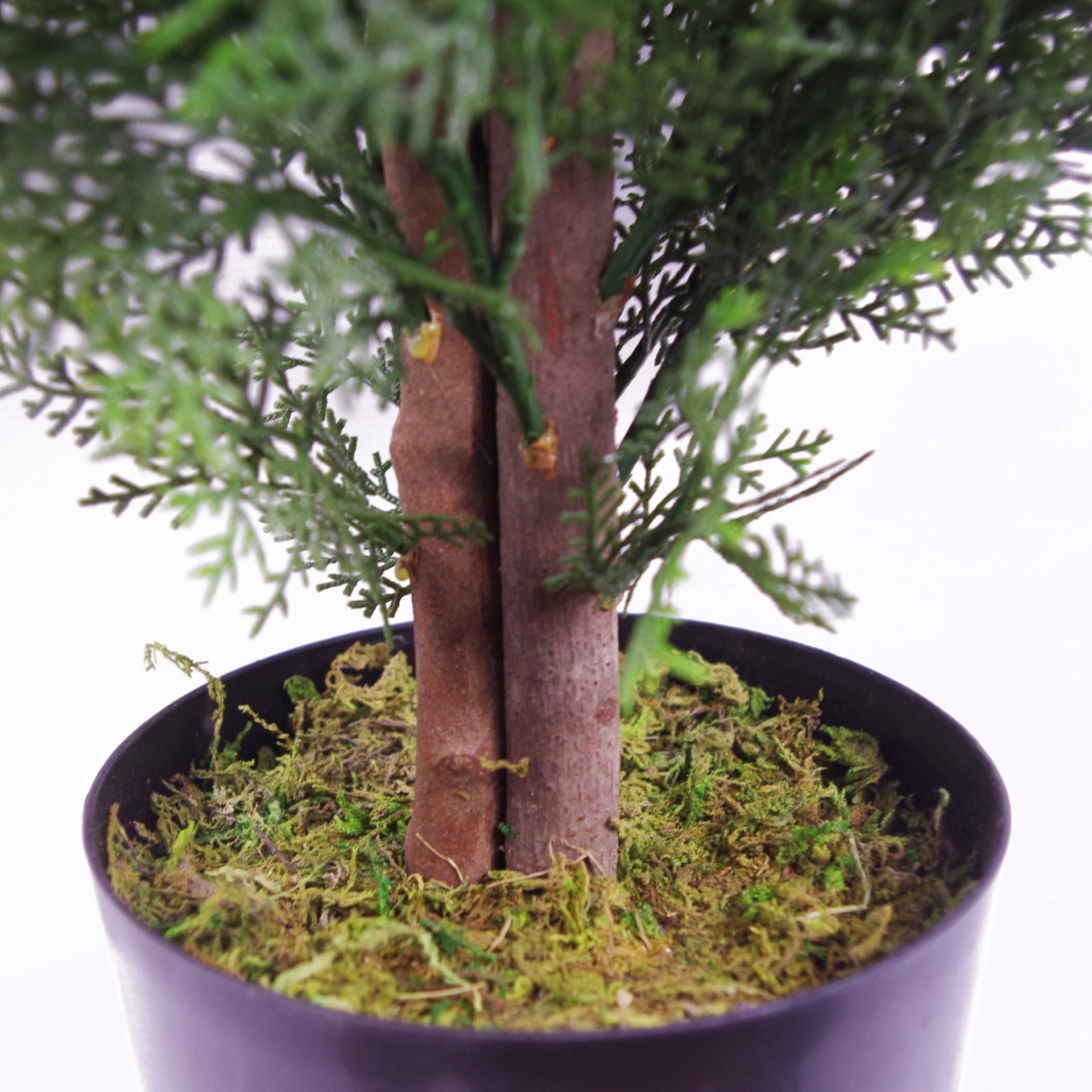 90cm Artificial Cypress Topiary Tree With Natural Wood Trunk