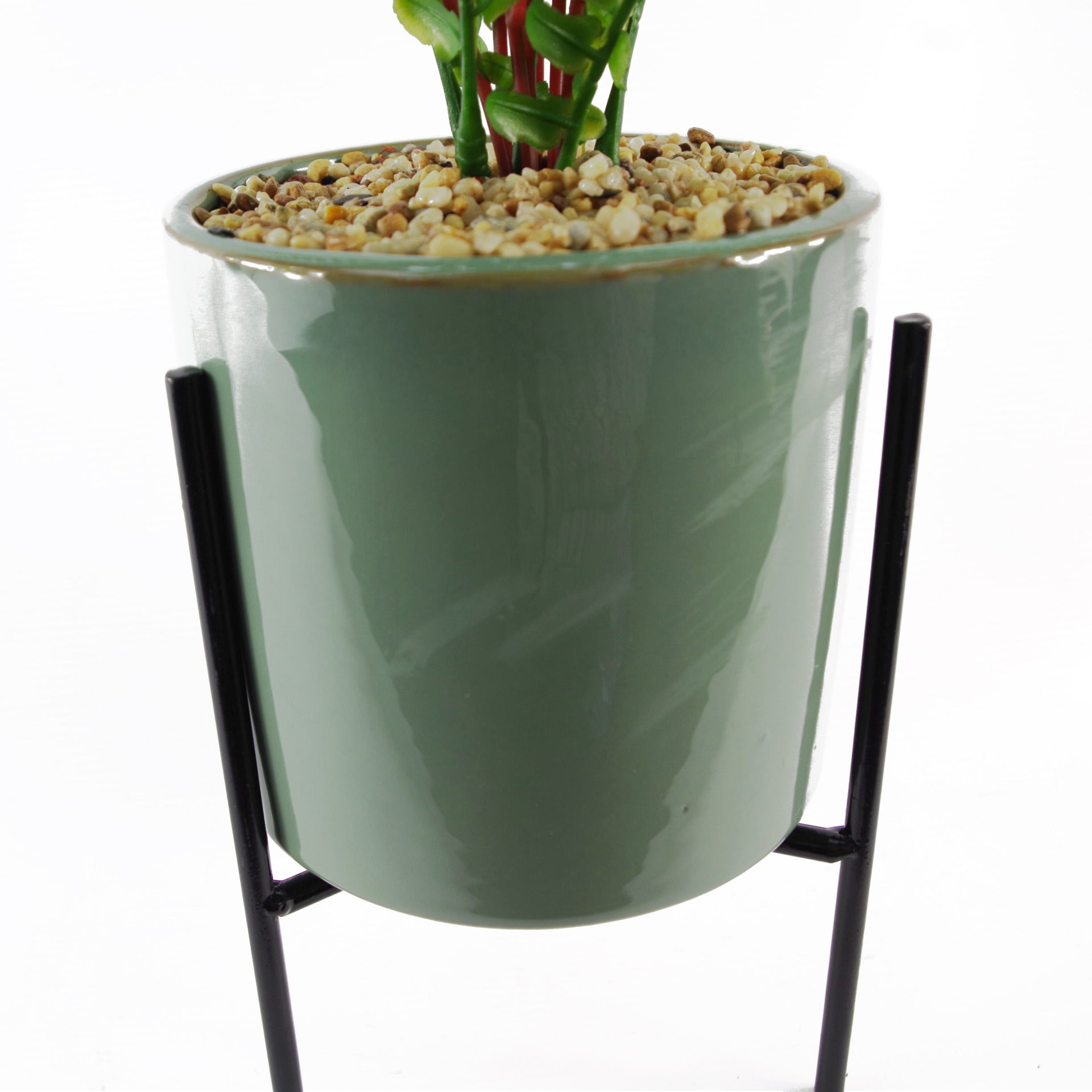 40cm Artificial Fern with Ceramic Planter & Stand