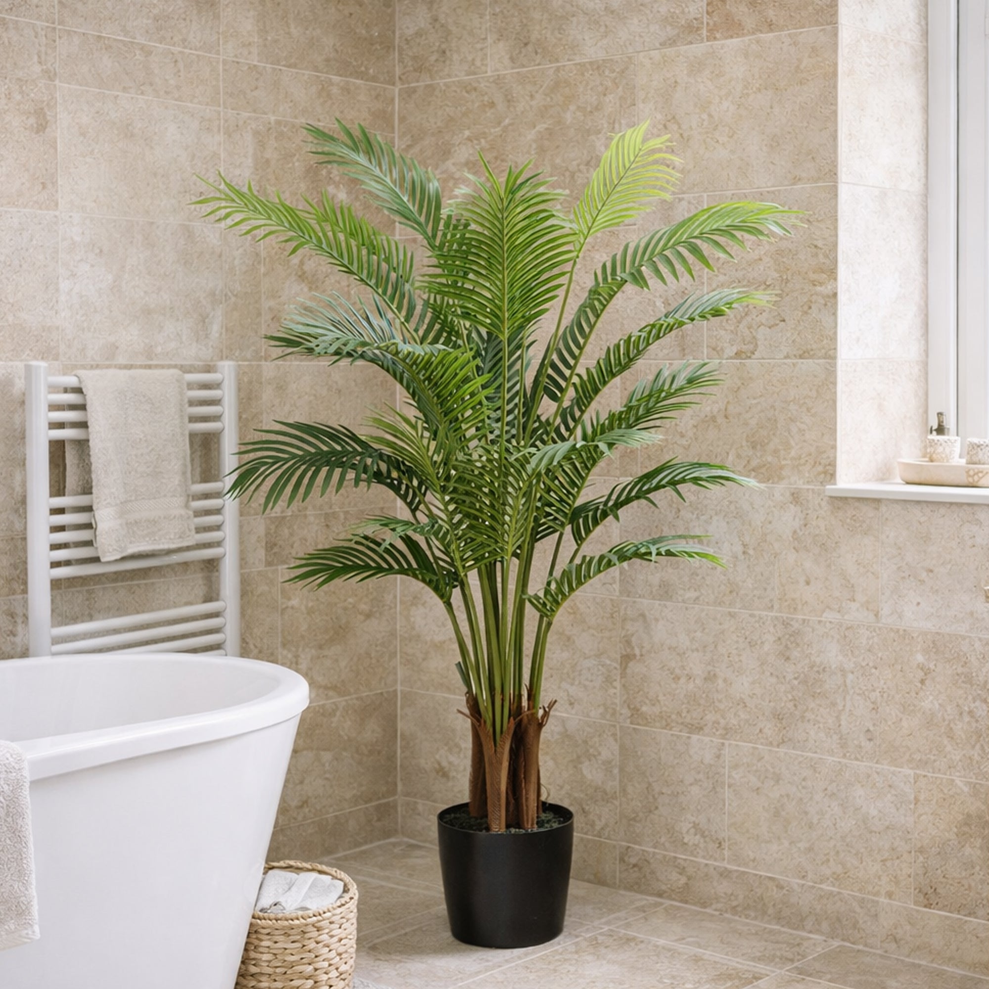 110cm Artificial Areca Palm Tree Potted in Black Pot