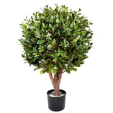 90cm UV Resistant Artificial Gloxinia Single Ball Topiary with 1608 Leaves and Natural Trunk