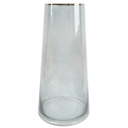 28cm Gold Rim Smoke Grey Glass Vase