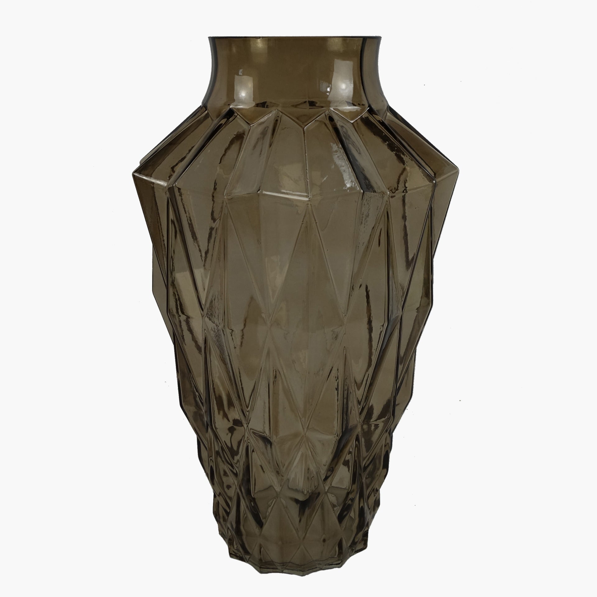 65cm Yellow Rose Display Geometric Glass Vase