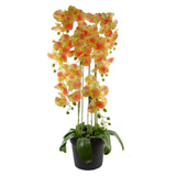 110cm Large Yellow Peach Orchid Plant - Artificial - 41 REAL TOUCH flowers