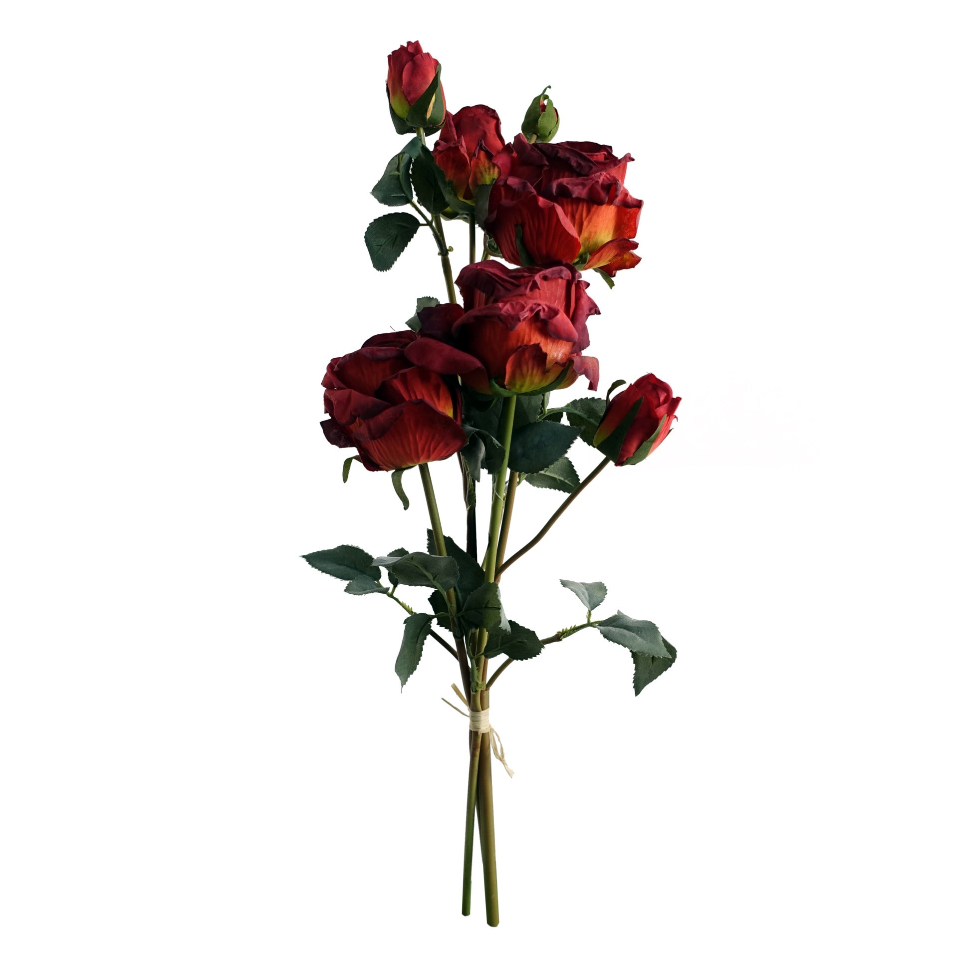 Vase diamant en verre avec rose rouge artificielle et eucalyptus de 60 cm