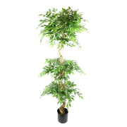 180cm Artificial Twisted Trunk Fruticosa Ficus Tree Triple Ball Topiary 1984 Leaves