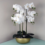 60cm Orchid Artificial White - Gold Ceramic Planter