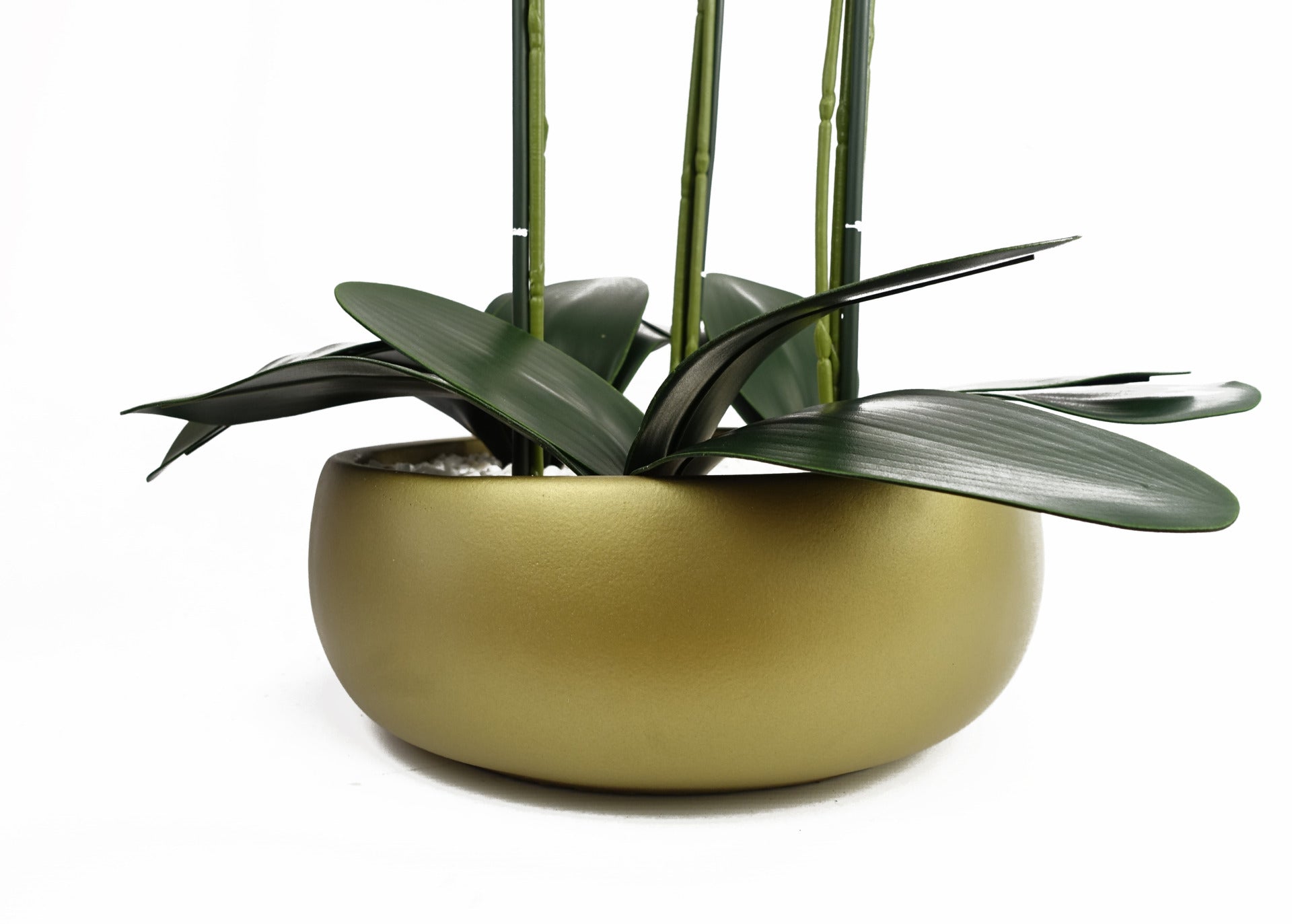 60cm Orchid Artificial  White - Gold Ceramic Planter