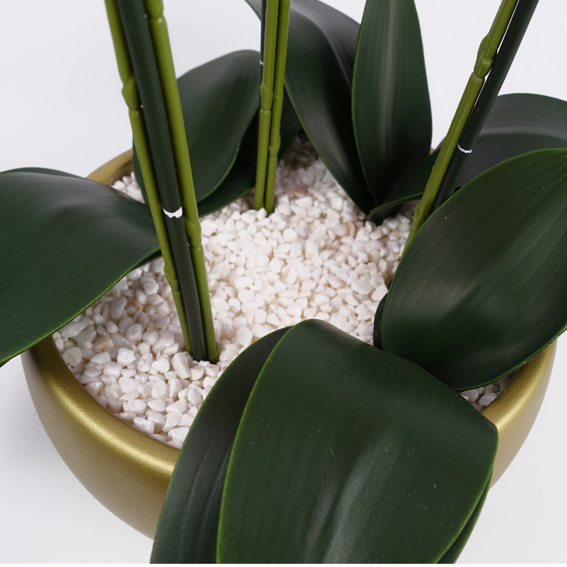 60cm Orchid Artificial  White - Gold Ceramic Planter