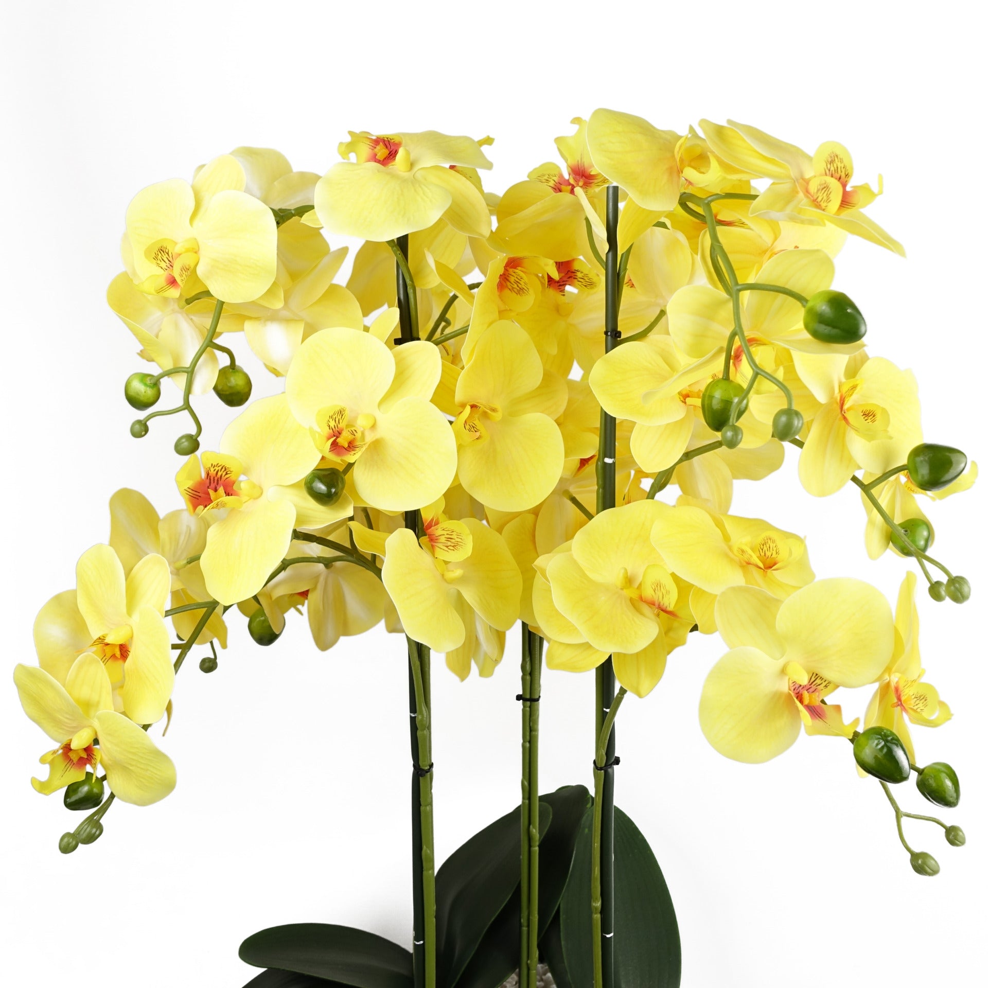 60cm Orchid Artificial Yellow - Black Ceramic Planter
