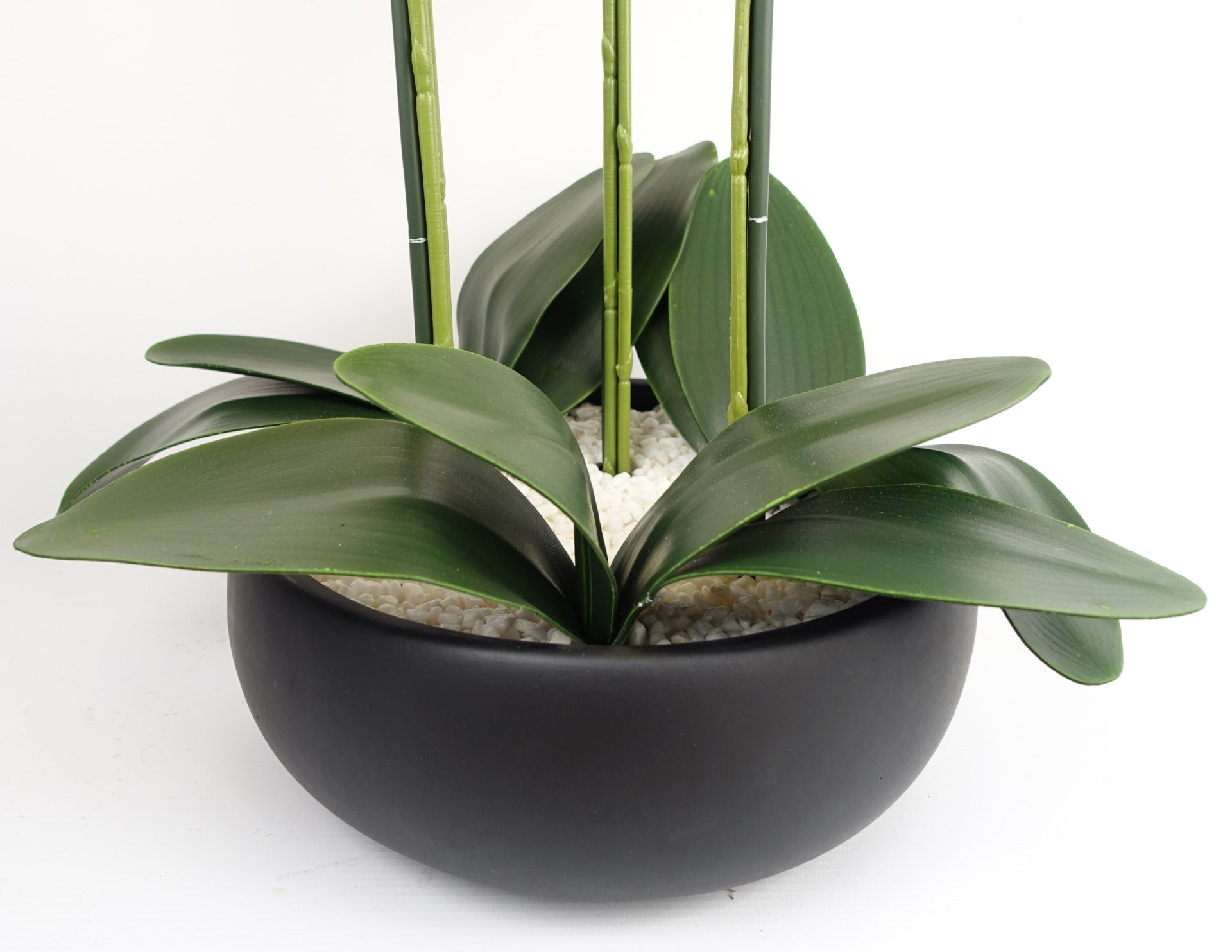 60cm Orchid Artificial White - Black Ceramic Planter