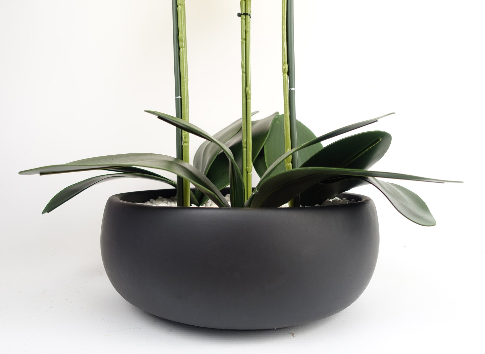 60cm Orchid Artificial Yellow - Black Ceramic Planter
