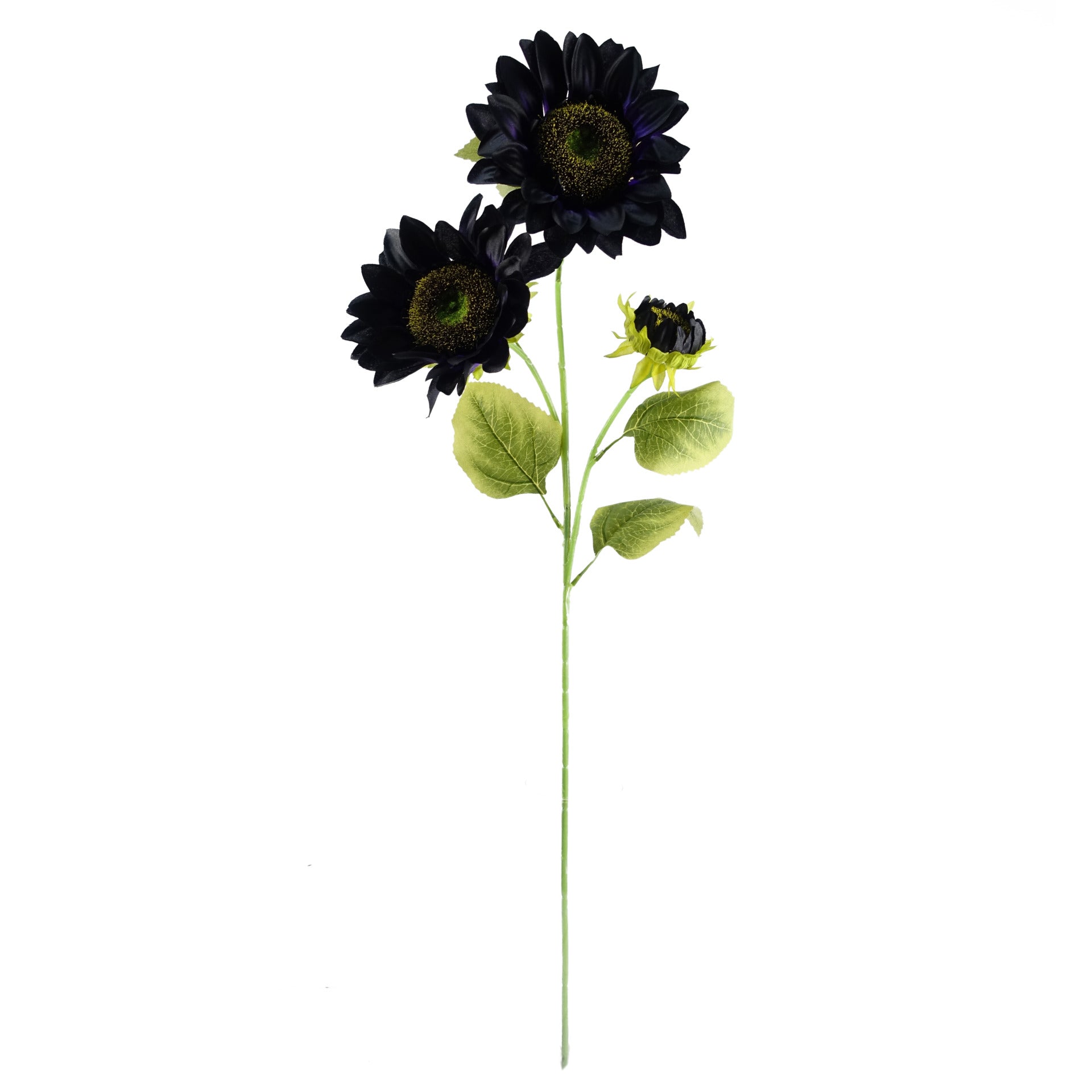 80 cm Künstliche lila Sonnenblume und Goldblatt-Arrangement Glasvase