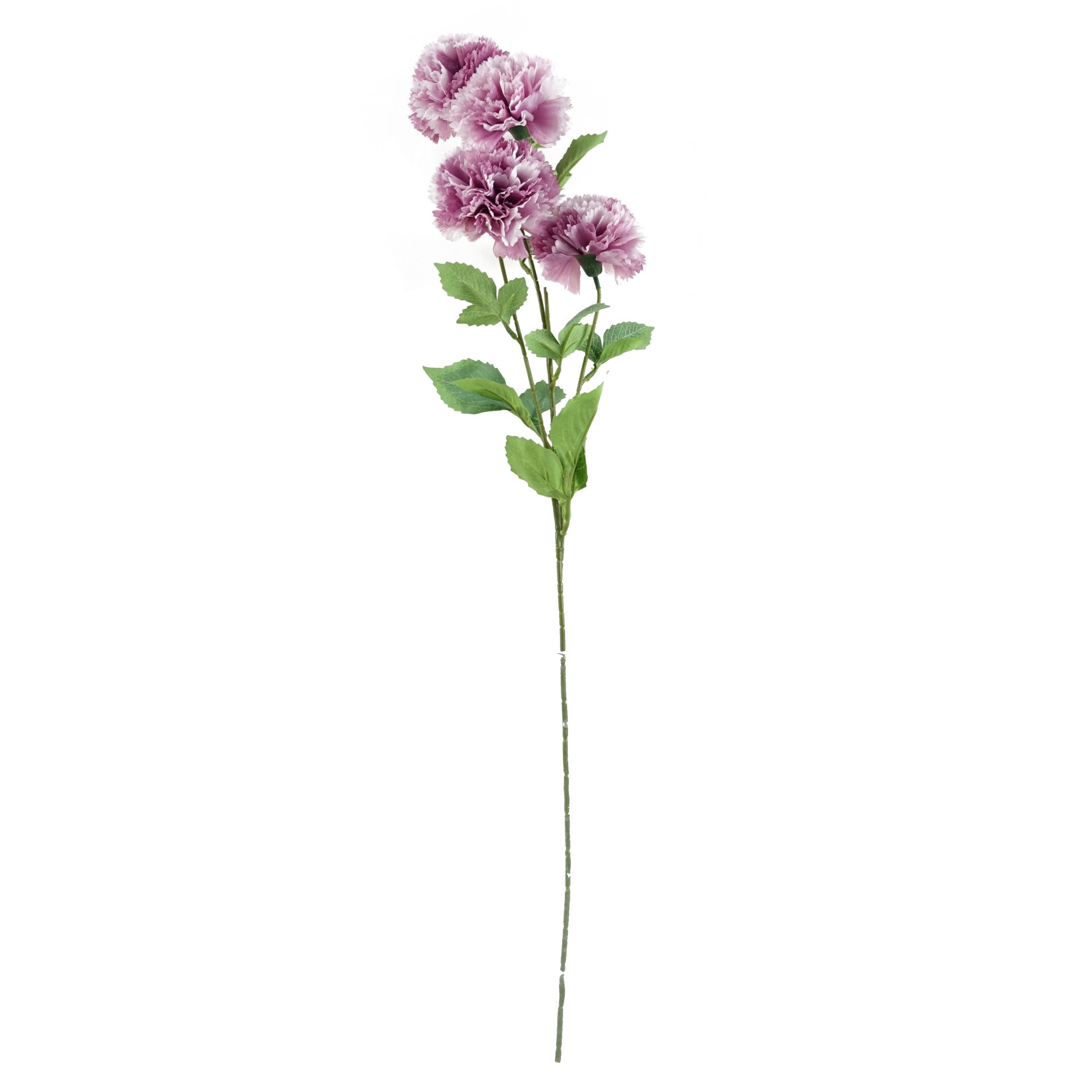 Vase en verre avec œillets roses artificiels et delphiniums de 80 cm