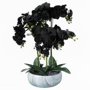 60cm Orchid Artificial Black - White Marble Ceramic Planter