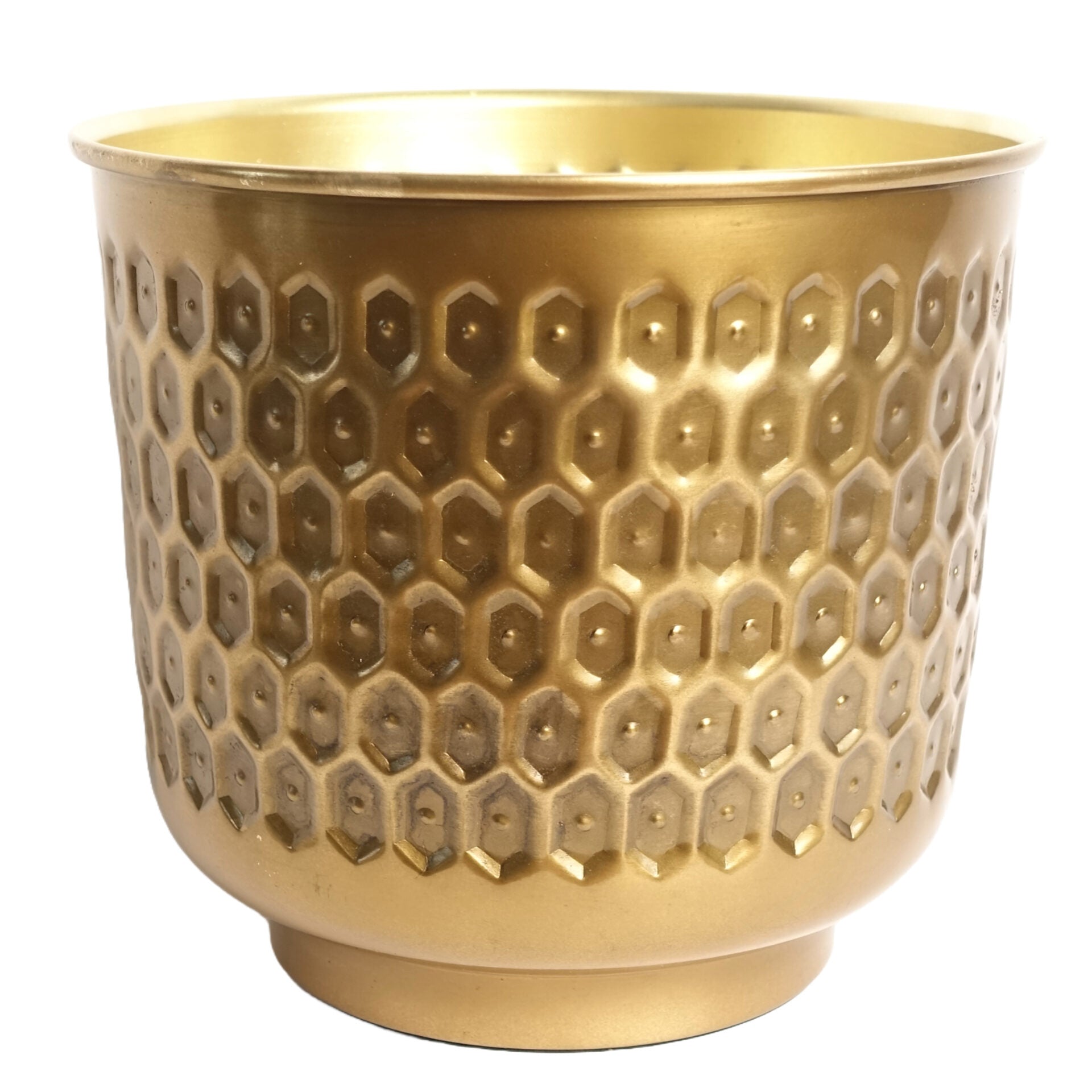 20cm Gold Honeycomb Metal Planter by Leaf