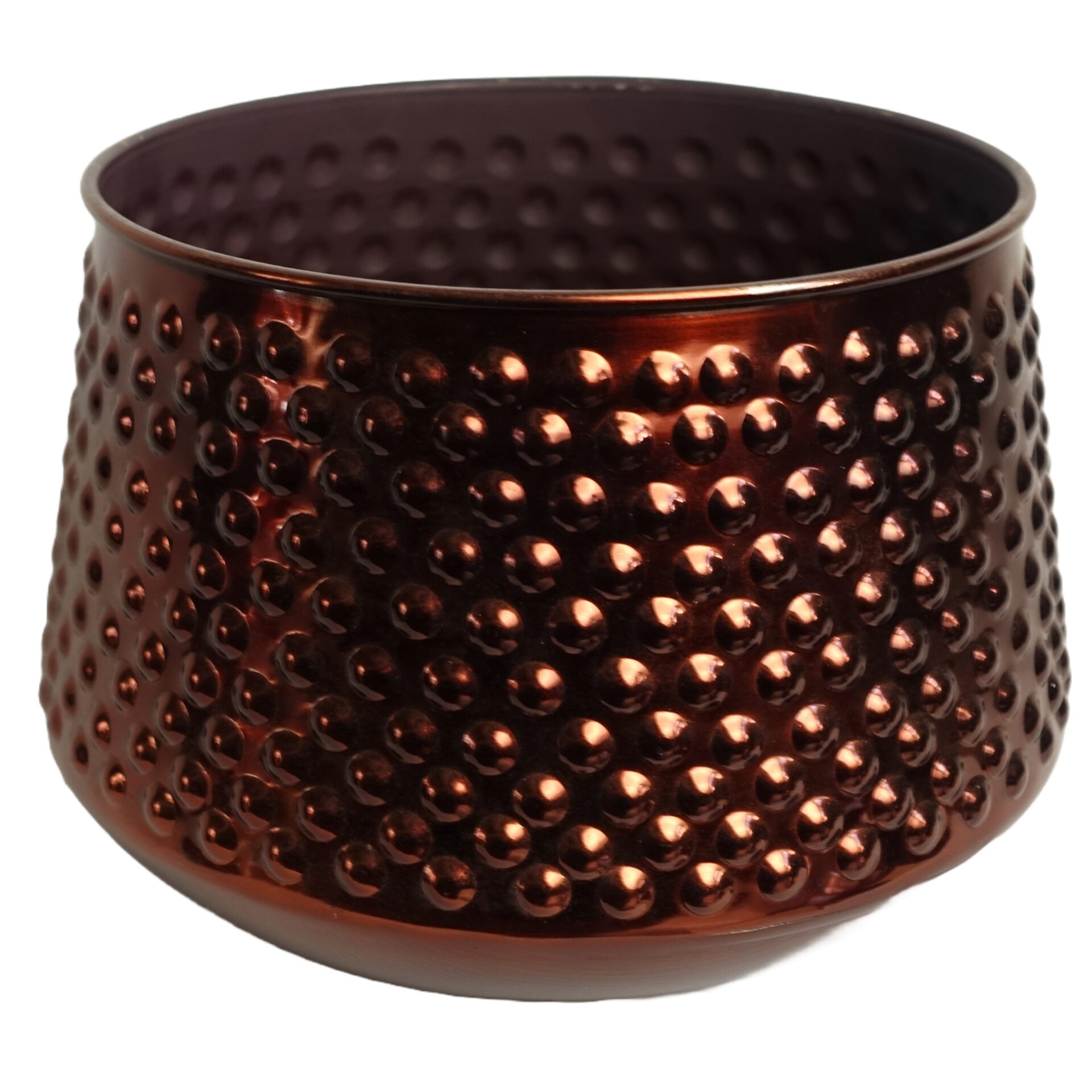 18cm Antique Copper Metal Planter by Leaf