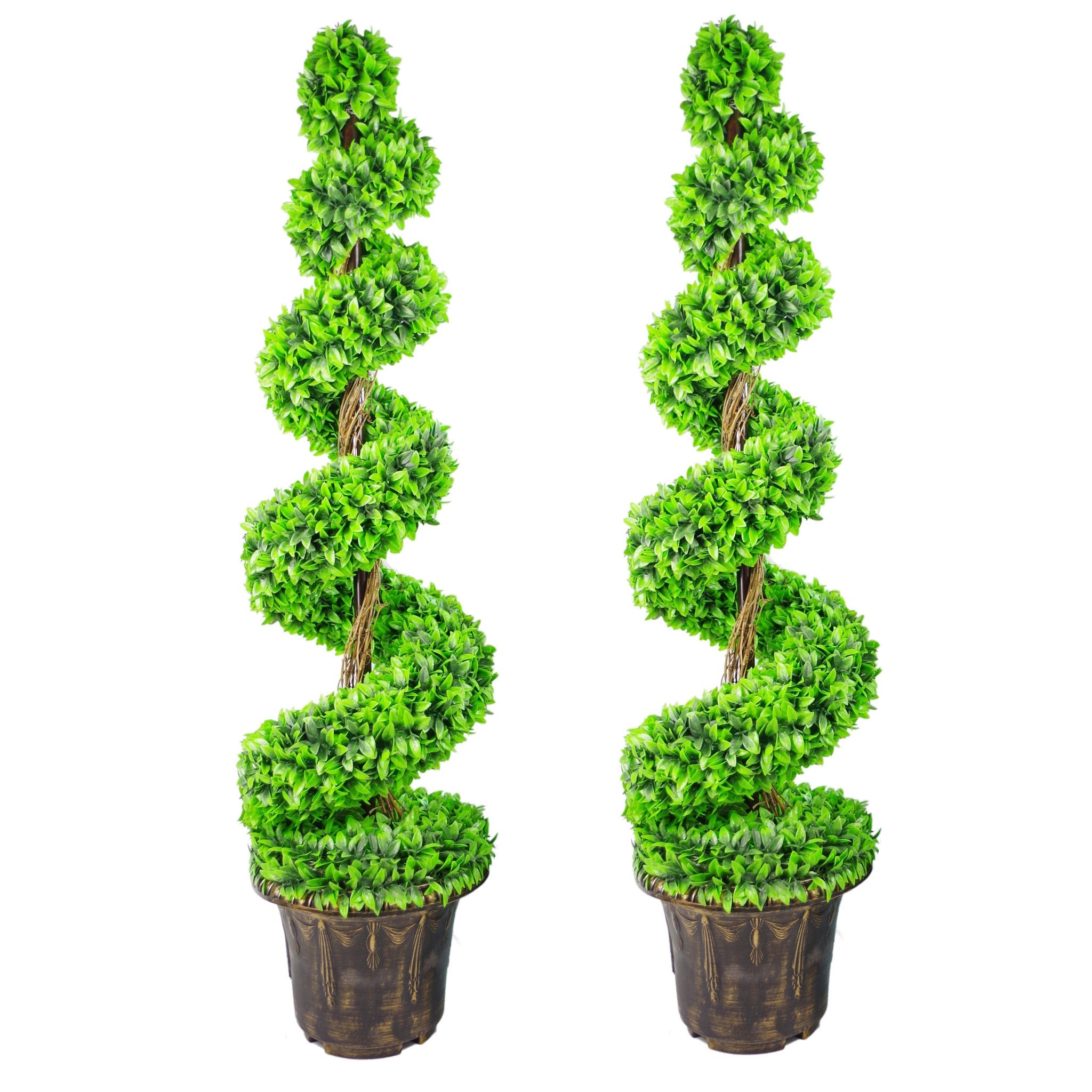 Green Large Leaf Spiral with Decorative Planter