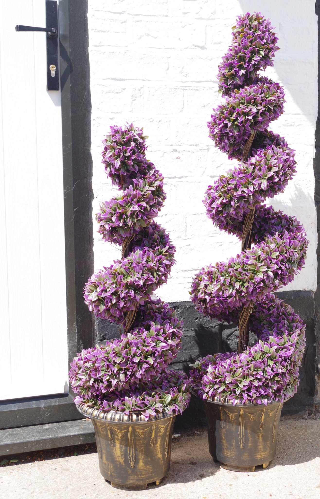 Purple Large Leaf Spiral with Decorative Planter