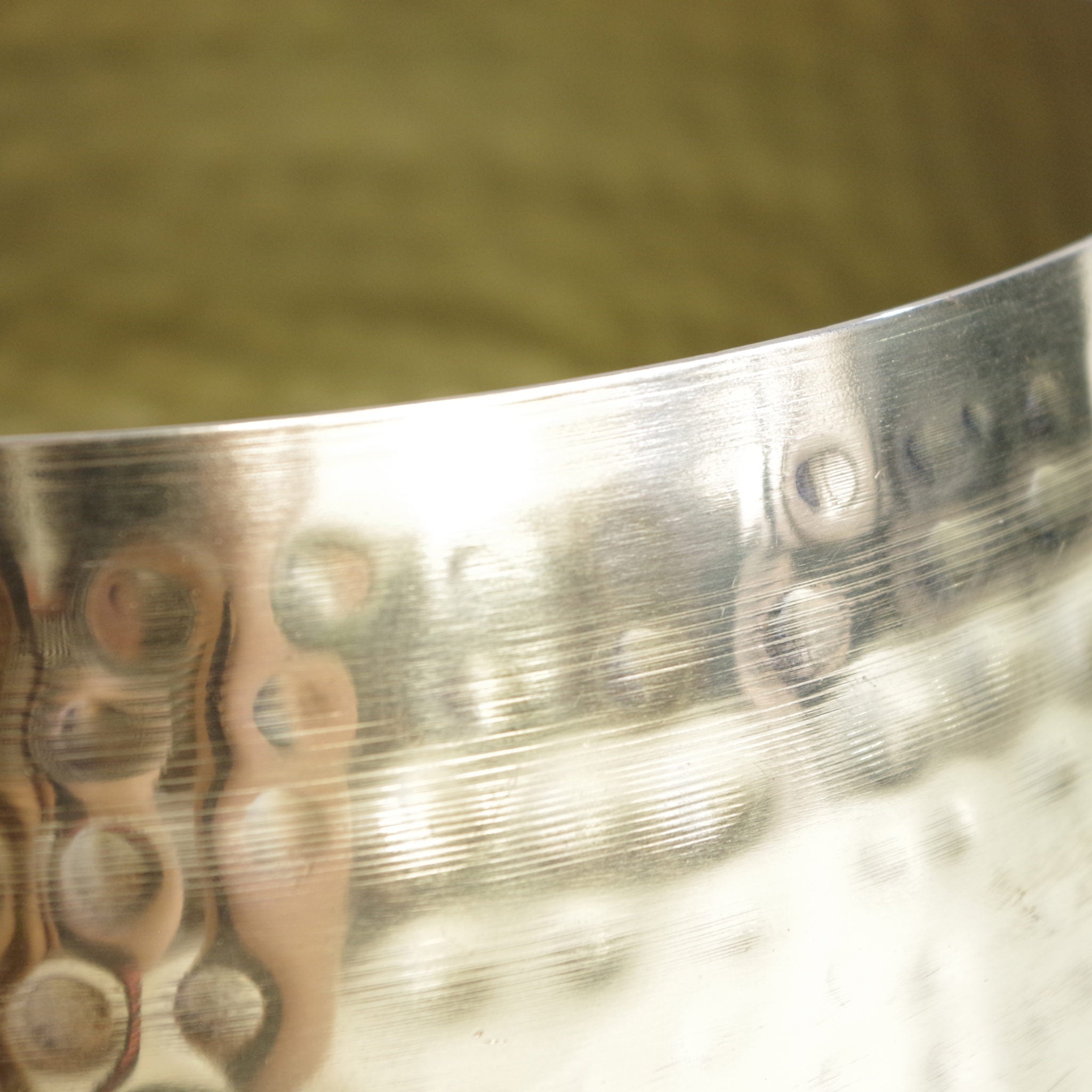 Large Metal Display Bowl Hammered Finish - Straight Edge