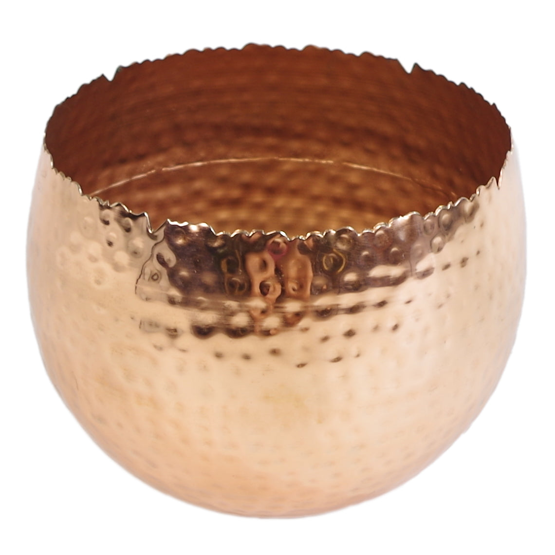 Large Metal Display Bowl Hammered Finish - Curved Edge