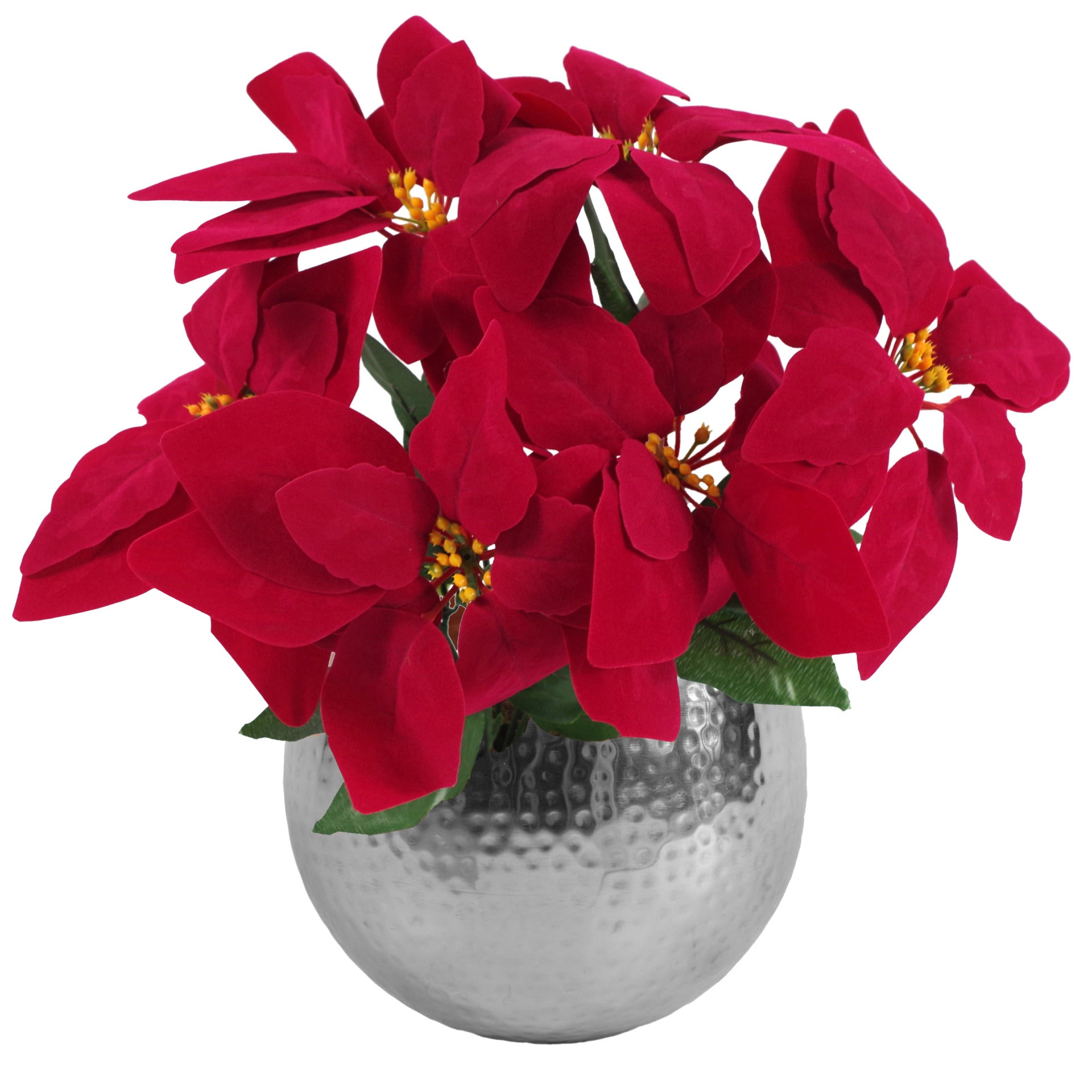 Artificial Christmas Xmas Red Poinsettia Table Display