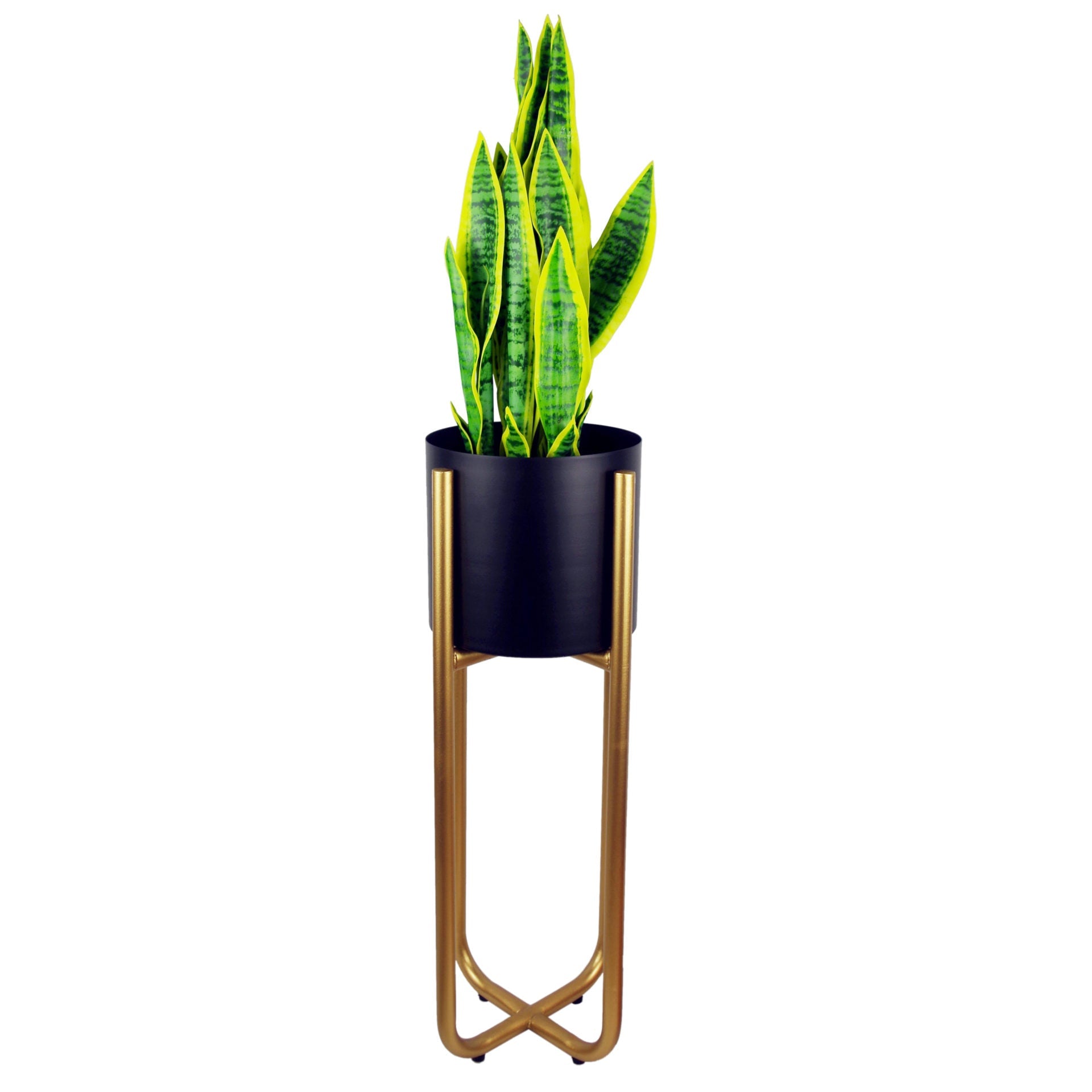 Tall Gold Planter Stand with Metal Planter 62cm x 18cm