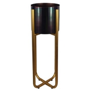Tall Gold Planter Stand with Metal Planter 62cm x 18cm