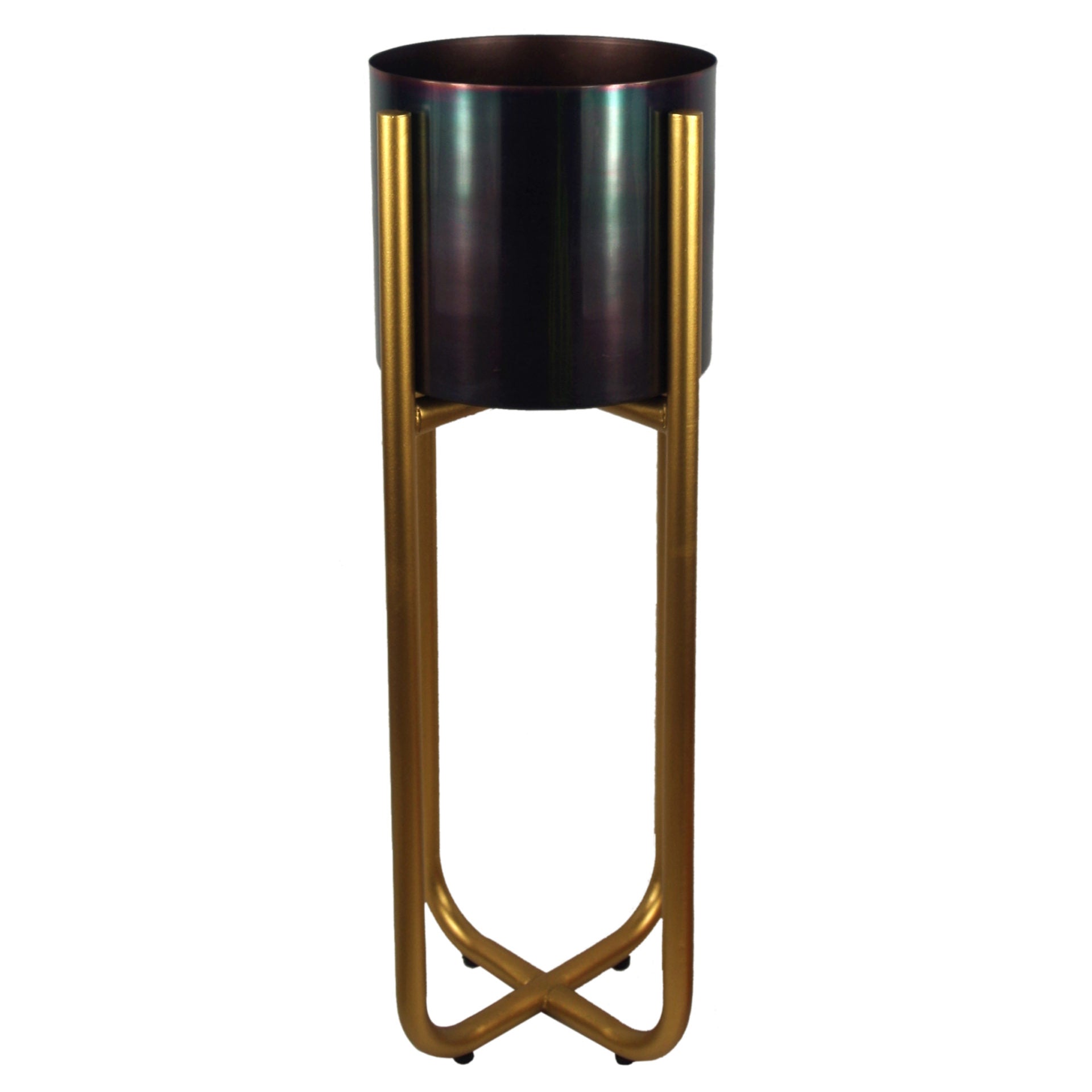 Tall Gold Planter Stand with Metal Planter 62cm x 18cm