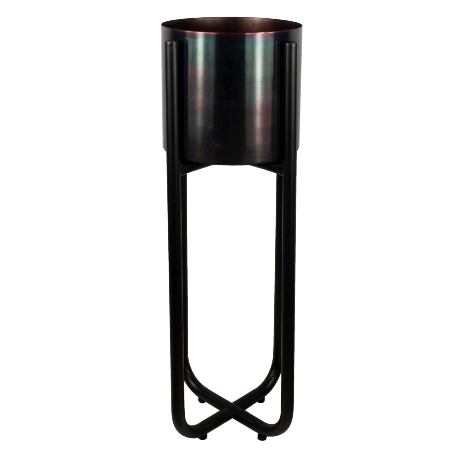 Tall Black Stand with Gold Metal Planter 62cm x 18cm