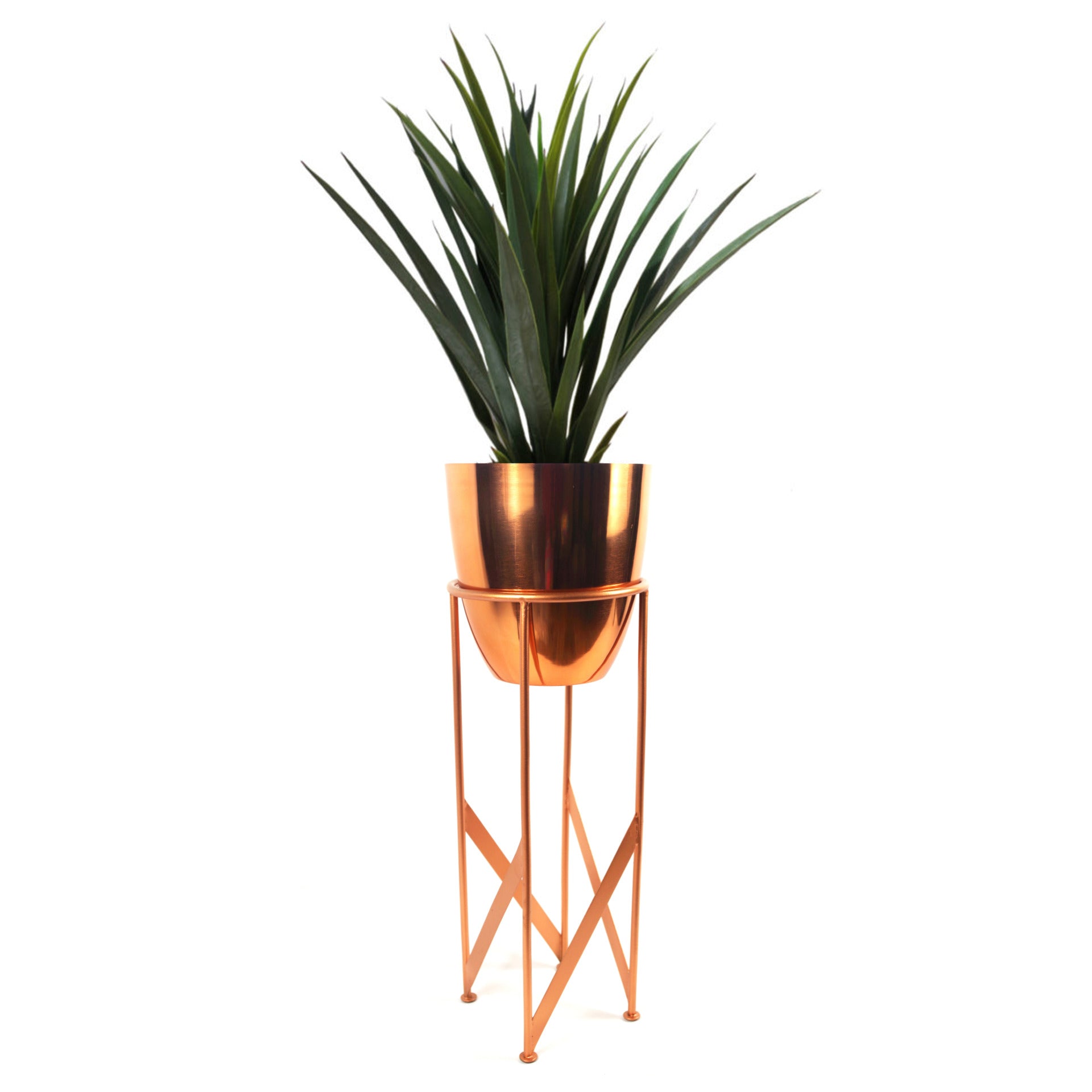 90cm Metal Planter with Artificial Yukka Plant