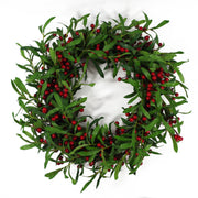 60cm (24") Large Luxury Christmas Mistletoe Leaf and Red Berry Floristry Wreath